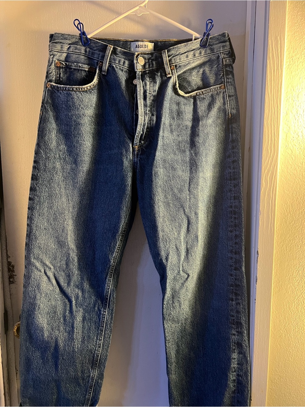 Agolde Women’s Straight Dark Blue Denim Jeans